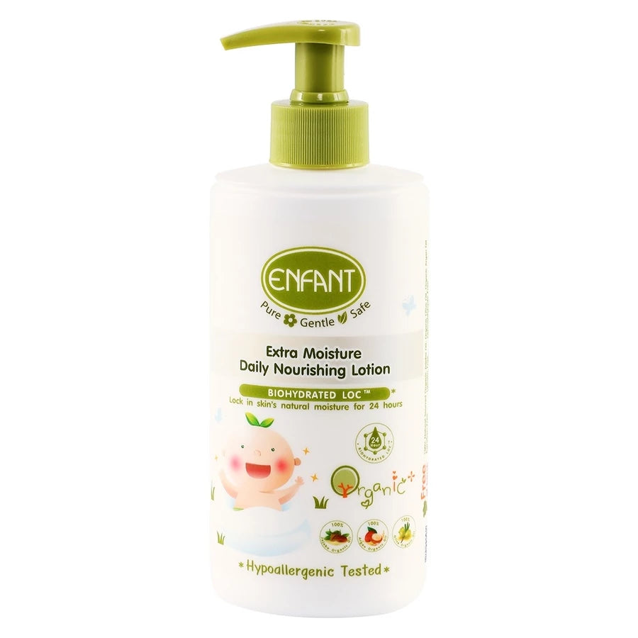 Enfant (อองฟองต์) Organic Plus Extra Moisture Daily Nourishing Lotion Återfuktande och vårdande bodylotion som kan användas från nyfödd. 250 ml